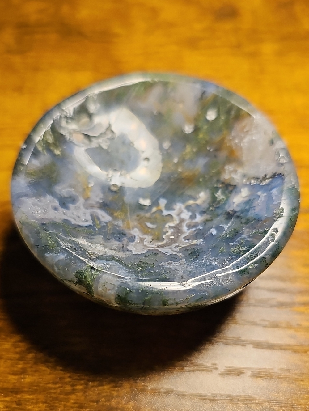 Moss Agate Polished Trinket Bowl - Blue Green White